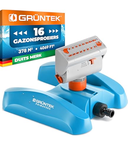 GRÜNTEK Rasensprenger für große Rasenflächen mit Turbo-Motor und mit