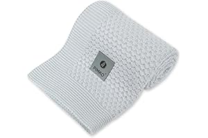 PIMKO 100% koc bambusowy kocyk dla niemowląt z dzianiny kocyk do przytulania dla chłopców i dziewcząt miękki i przytulny idealny do domu odpowiedni dla alergików naturalny rozmiar 80 x 100 cm (Steel)