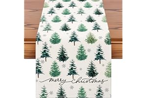 Artscope Płatek śniegu Choinka Czarny Wesołych Świąt Bieżnik Na Stół, Boże Narodzenie Sezonowe Zimowe Dekoracja Stołu Kuchnia Jadalnia dla Domu Impreza Dekor 40 x 140 cm