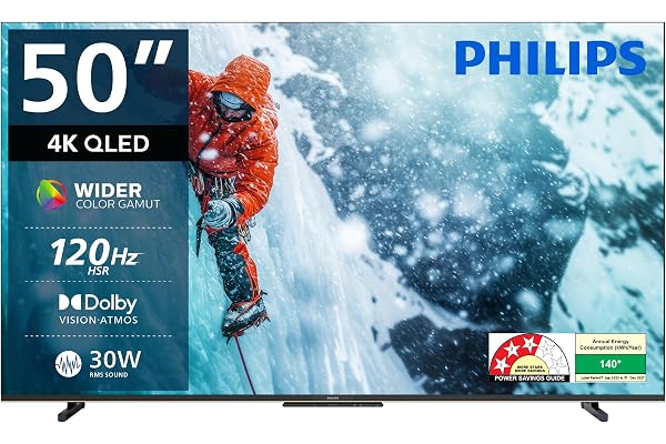 PHILIPS 127 cm (50 inches) 8100 Series 4K Ultra HD Smart QLED Google TV 50PQT8100/94