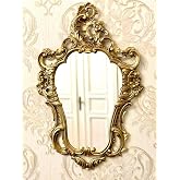Generisch Miroir mural baroque doré vieilli - 50 x 76 cm - Miroir ovale - Miroir de couloir