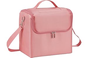 TAYQWIHEVA Maletín Maquillaje Neceser Maquillaje Cosméticos Grande Estuche Bolsa Maquillaje de Uñas Profesional Maleta de Makeup Organizador Beauty Case de Viaje Manicura para Mujer con Correa, Rosa