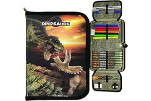 Theonoi Federmäppchen Federtasche Federmappe Mäppchen Etui 2 Fach Doppeldecker Schüleretui Stifteetui GEFÜLLT