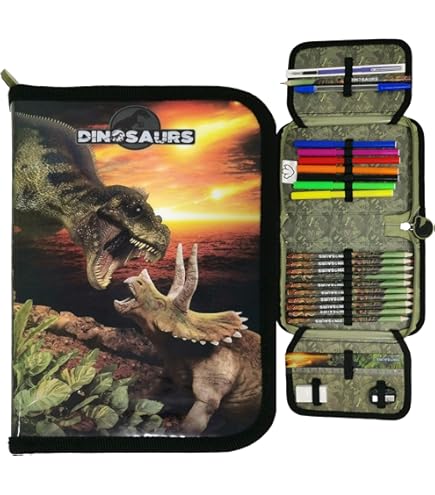 Depesche 13135 Dino World - Filled 3-compartment Pencil Case In Olive - View #11