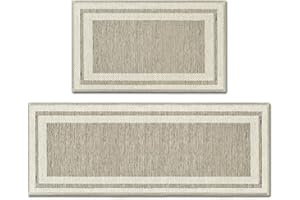 Artoid Mode Set di 2 tappeti da cucina assorbenti, colore beige, decorazione per interni ed esterni, 43 x 73 e 43 x 118 cm