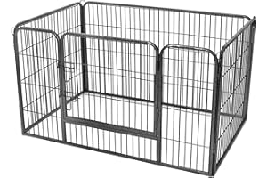 Feandrea Parc pour Chiens, Enclos en métal, Chiot, Petits Animaux, Gris PPK04GY