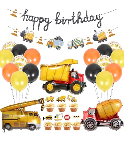 Luftballons 'Baustelle' Für Mottoparty – 8 Stück, Gelb, TÜV-zertifiziert, Für Kindergeburtstag & Mottoparty