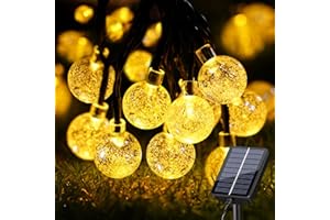 FOMYHEARD Guirnaldas Luces Exterior Solar, 11M 60 LED 8 Modos Luces Solares LED Exterior Jardin, IP65 Impermeable Guirnalda Solar Exterior para Boda, Fiesta, Patio, Balcón Decoración, Blanco Cálido