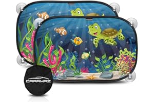 CARAMAZ Parasole per Auto con Protezione UV 48 x 30 cm con Ventosa - Protezione dal Sole e dal Calore, per Bambini con Ventose e Borsa per Il Trasporto
