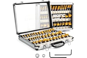 GENERIC Yueqing Zhongji Router Bit Set of 40 Pieces Router bits 1/2 Inch Shank-12.7MM Shank 40pcs Expert Router Bit Kit C3 Alloy Blade Router bits for Precision Carving and Versatile Applications