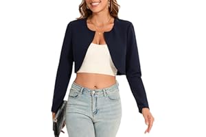 Hobrounn Bolero Jacke Damen Festlich Kurzblazer Damen Elegant Offene Front Lange Ärmel Bolero für Abendkleider