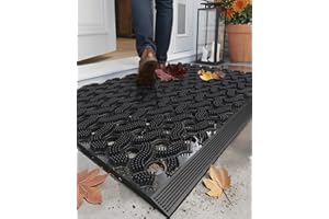 ‎COLOR&GEOMETRY COLOR&GEOMETRY Null Geruch TPE fussmatte aussen Heavy Duty Eingang Fußmatte, umweltfreundlich, Keine Wartung, rutschfeste schmutzfangmatte für Haustür, Terrasse, Garage, 43x75cm Schwarz