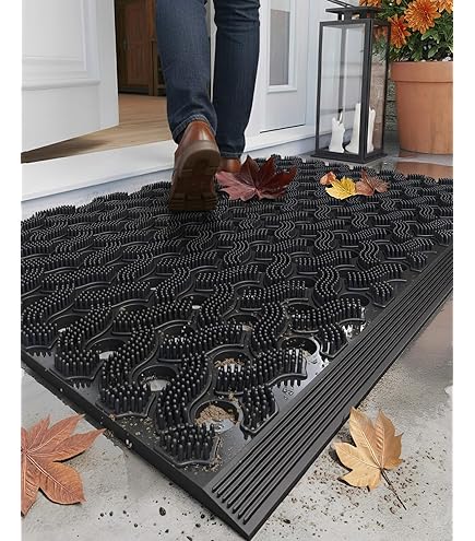 Zerbino Textures Apache Mills In Fibra Di Cocco E Gomma Riciclata - Onyx - 45cm X 75cm - Raschietto Efficace Per Interni Ed Esterni