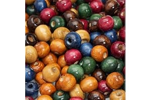 HERZONE circa 400 perline di legno colorate da 12 mm, rotonde di legno da infilare, per la produzione di gioielli fai da te (colore 12 mm)