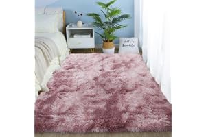 linyingdian Tappeto peloso morbido e antiscivolo da sala da pranzo e da camera da letto tappeto sfumato (rosa viola, 120x160cm)