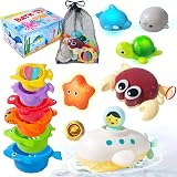 Baby-Badespielzeug 5-teilig – Schimmelfrei, Stapelbare Becher, Gießkanne, Schaufel, Für Kinder 1–3 Jahre, Badezeit-Spaß