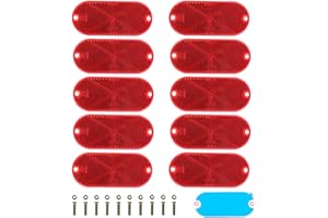 Yuanjoy 10x Red Oval Front Reflector with Two Mounting Options Adhesive and Screw for Standard Caravan Tractor Profile Marking