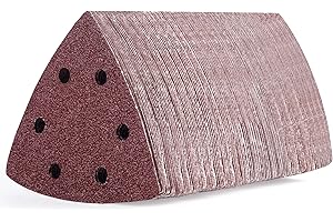 MIDO Professional Abrasive Triangle Sanding Pads 120 Pcs 93 mm Detail Sander Pads 6 Holes Sanding Sheets Sander Sandpaper Hook and Loop Assorted 40/60/80/120/180/240 Grits
