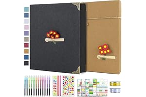 Vienrose Album de Fotos 10x15 Scrapbook con Espiral (60 Páginas Negra) Pegar y Escribir DIY Scrapbooking Álbum de Recortes para Familia Bebé, Aniversario Bodas, Vacaciones, 21x27 cm