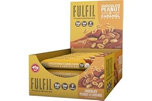 Fulfil Vitamin and Protein Bar (15 x 40 g Bars) — Chocolate Peanut and Caramel Flavour — 15 g High Protein, 9 Vitamins, Low Sugar