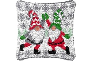 YOOTOM Kit gancio a scatto per adulti, kit di federe per cuscino con gnomo e gancio fai da te,kit per ricamo a punto croce, kit per la creazione di cuscini, Latch Hook Pillowcase Making Kits 43x43cm