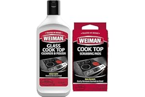 Weiman - Heavy Duty Cleaner and Polish - Reiniger und Poliermittel für Herdplatten und Kochfelder - Induktionskochfeld, Ceranfeld, Glasreiniger, Küchenreiniger - 283g - 3 Scheuerschwämme