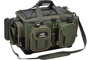 Bassdash Torba wędkarska, torba wędkarska, wodoodporna, z twardą osłoną przeciwdeszczową z formowaną dolną osłoną przeciwdeszczową, Wojskowy zielony, medio, torba wędkarska
