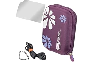 PEDEA Torba na aparat Sony DSC-WX350, DSC-HX5 / Nikon Coolpix S7000 / Panasonic Lumix DMC-LF1 / Canon PowerShot SX610 HS/Samsung WB35F z folią ochronną na wyświetlacz, fioletowy