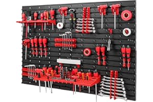 PAFEN Tool Wall Storage System - 1152 x 780 mm Wall Shelf with Tool Holders - Set of 38 Accessories Tool Hole Wall Workshop Shelf Hooks