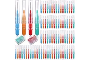 PATELAI Cepillos Interdentales Cabeza de Hilo Dental Palillos Limpiadores de Dientes Orales Herramienta de Limpieza de Dientes con Caja de Almacenamiento, Rojo, Azul, Verde, Naranja (80)