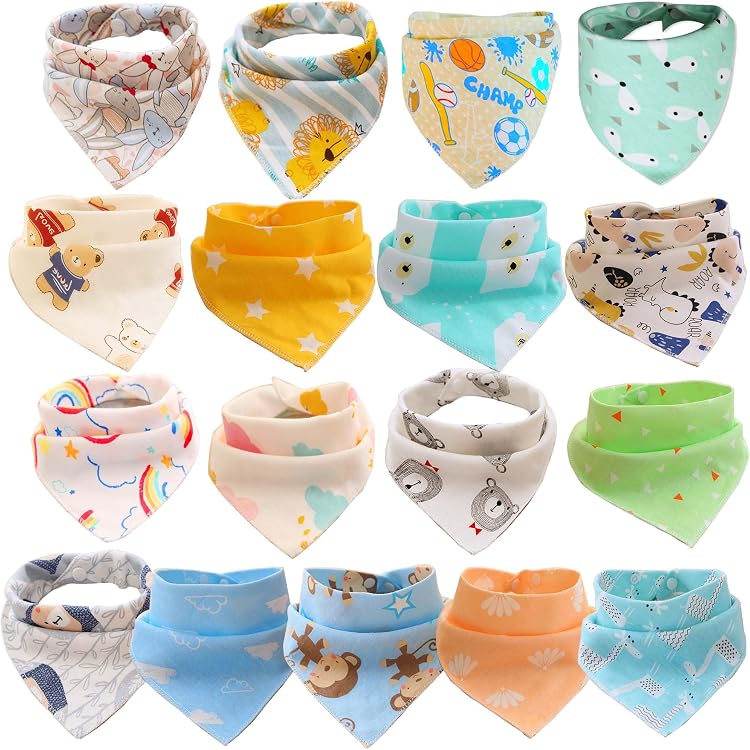 17 Bavoirs Bandana Bébé En Coton – Ultra Doux Et Absorbants – Fille & Garçon 0-36 Mois (Lot De 17)