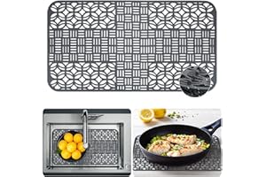 Eysbiy Tappetini Lavello Cucina, Tappetino Lavandino Cucina in Silicone 66 * 35cm, Tagliabile Su Misura Tappetino Lavello Cucina Silicone, Tappetino per Lavello in Fondo Alla Cucina, Grigio