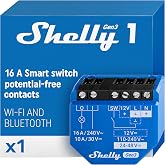 Shelly 1 Gen3 | WLAN akıllı şalter r&ouml;lesi, kuru kontaklı, ışık şalteri, ev otomasyonu, Alexa ve Google Home ile uyumlu, iOS A