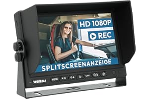 VSG 720P-HD Rückfahrmonitor/HD-Auflösung / 12-24 Volt / 3 Videoeingänge/Heavy-Duty/Bildspiegelung/Kamerastromversorgung/e-Zulassung/Transporter Camping LKW/Pro-Expert Serie