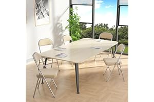 Chleby Chaise Pliante Confortable 4Pcs Chaises Pliantes en Cuir de Cuisine avec Coussin épais Les chaises de Salle à Manger Pliantes conviennent à la Cuisine, l'intérieur, l'extérieur, Beige