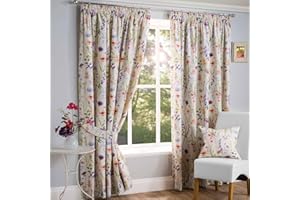 Sundour Hampshire Pencil Pleat Curtains, Half Panama Polycotton, Multi (66 x 72)