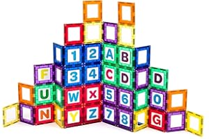 Playmags 36 pièces de Construction magnétique Set Tiles: Kit pédagogique Clickins Inclure 18 magnétique de Windows et 18 Lettres et Chiffres - Créativité & Stimule Le développement du Cerveau