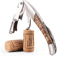 Blumtal Kellnermesser, Korkenzieher, Flaschenöffner - 3 in 1 Premium Weinöffner aus Bergahorn, Silber-braun