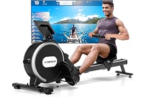 DMASUN Maquina de Remo para casa, 16 Niveles de Resistencia magnética, Soporta hasta 160 kg, Dobles mejorados, Ultra silenciosa y Estable, Conexión a la App, Almacenamiento Vertical para Ahorrar