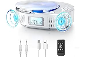 FELEMAN CD Player Portable Upgraded & Bluetooth Speaker 2 in 1 Combo, Rechargeable Portable CD Player for Car/Home with Remote Control, FM Radio (2211W)