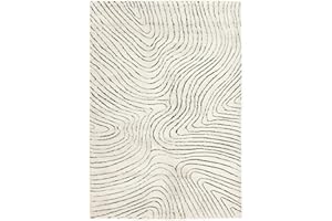 ‎RUGVISTA RugVista Chaima, Teppich, Moderne Teppiche, 230 x 160 cm, Rechteckig, Niedriger Stapel, Nur chemische Reinigung, Oeko_tex_100, Cremeweiß/Schwarz