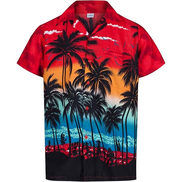 Hawaiihemdshop Hawaiiaans Overhemd | Heren Hemd | Katoen | Grootte M – 6XL | Zwart | Korte mouw | Palmbomen | Strand | Hawaii Shirt | Kokos knopen