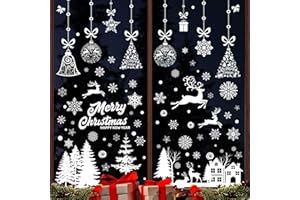FullJoyHut Vetrofanie Natalizie per Finestre, 9 Fogli Adesivi Natalizi Finestre Riutilizzabili, Vetrofanie Natale Biance Addobbi Rimovibile Vetrofanie Fiocchi di Neve per Decorazioni Natalizie Casa