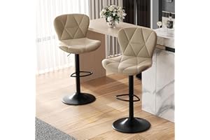 ‎HAWTHYHOME Hawthyhome Barhocker 2er Set |Barstuhl Höhenverstellbar mit Rückenlehne, Höhenverstellbar 360° Drehbar, Kunstleder, für Esszimmer Heimbar Kücheninsel, 2 Hocker, Khaki