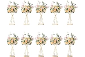 Sziqiqi 10 Pezzi Vaso da Matrimonio per Fiori Colonna, Supporto per Colonna di Fiori Geometrici in Metallo per Tavoli per Ricevimenti di Nozze, Vaso di Piombo Stradale con Fiori Artificiali