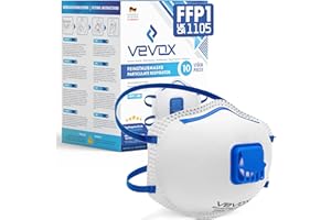 VEVOX® FFP1 Dust Mask - Set of 10 - Valved Face Masks - Respirator - Protection e.g. for Construction, Building Work, Sanding, Woodworking, Fine Dusts, Aersoles or Particles