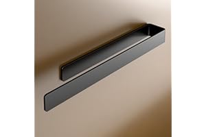 LIEBHEIM Porta Asciugamani Bagno Adesivo - Appendi Asciugamani Bagno - Portasciugamani Adesivo - Portasciugamani da Parete - senza forare (alluminio nero, 40 cm)