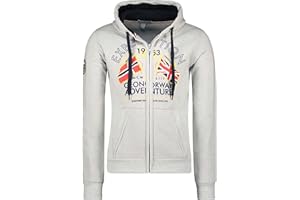 Geographical Norway Flepto Men bluza z kapturem i kieszenią typu kangurka dla mężczyzn - bluza z logo dla mężczyzn - bluza z kapturem z długim rękawem