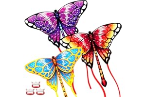 HYMAZ 3PCS Kite - Colorful Kites for Kids Ages 4-8 Easy to Fly, Butterfly Kite with String for Children and Adults, Beach Kites Flying Toys for Boys Girls Outdoor Games Activities & Family Trip