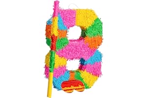 Fax Potato - Pinatas Nummer 8 Karton Pinata, Stick Und Augenbinde - W35cm X D7.5cm X H50cm - Multi